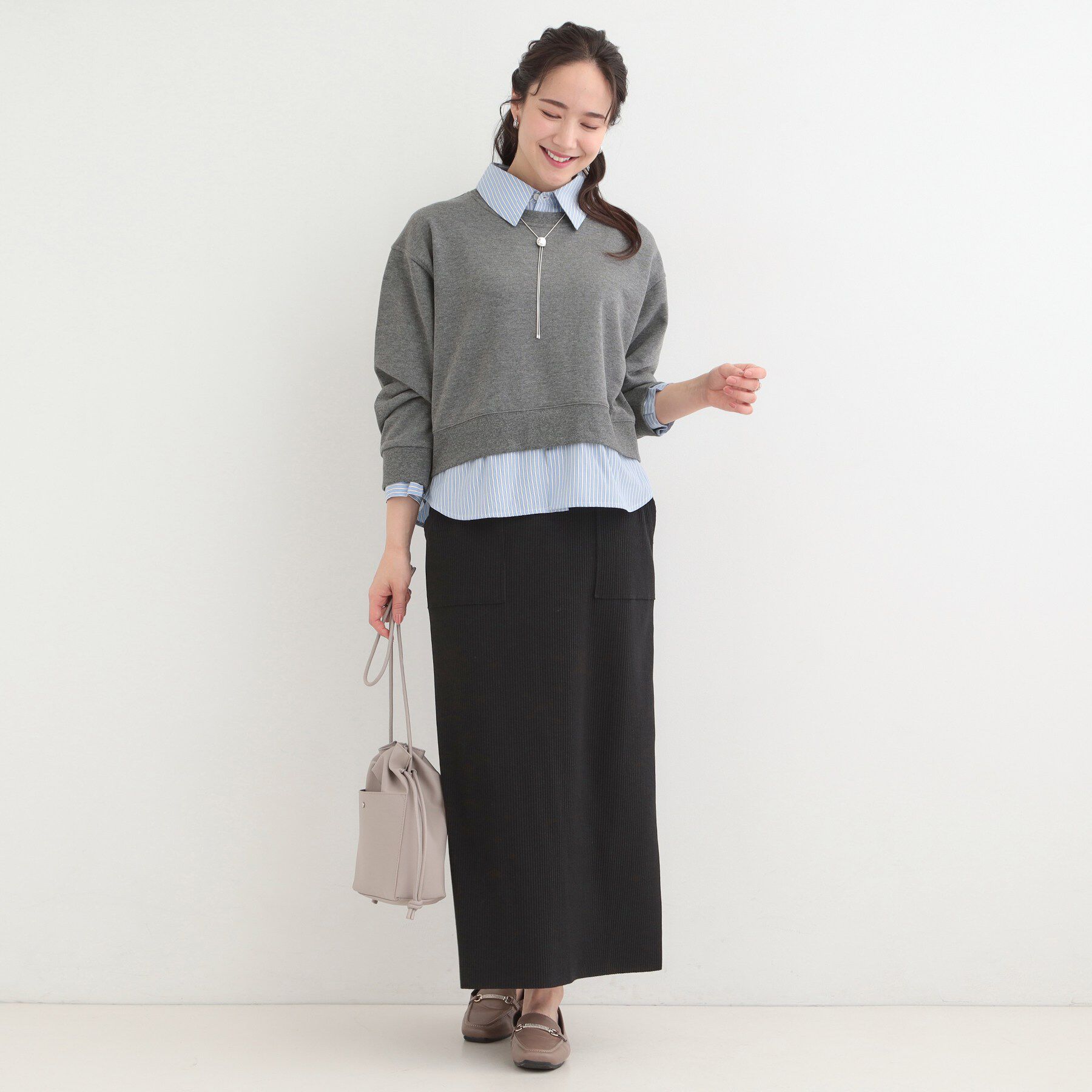 SHOO･LA･RUE「シャツレイヤード風 スウェット」|パーカー|