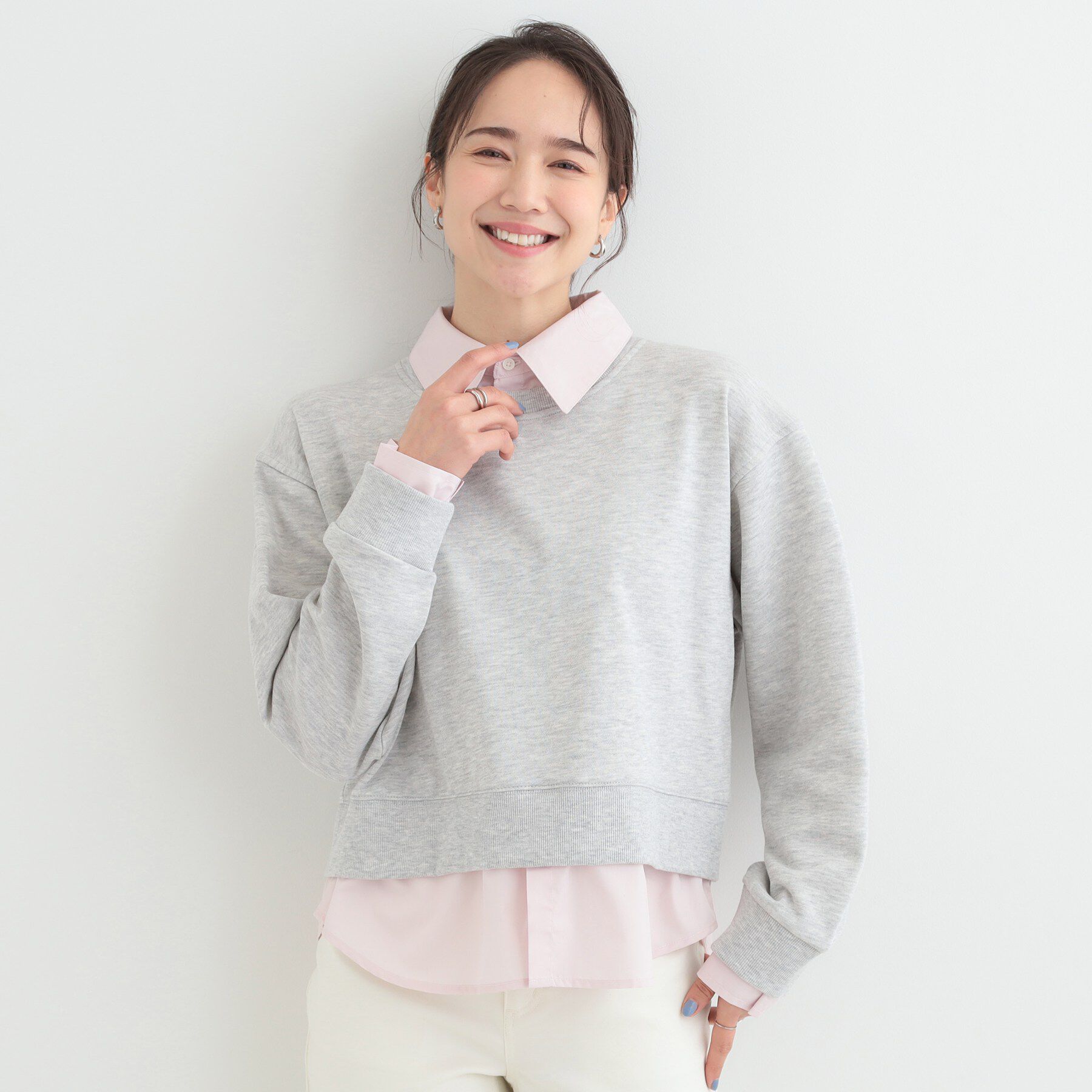 SHOO･LA･RUE「シャツレイヤード風 スウェット」|パーカー|