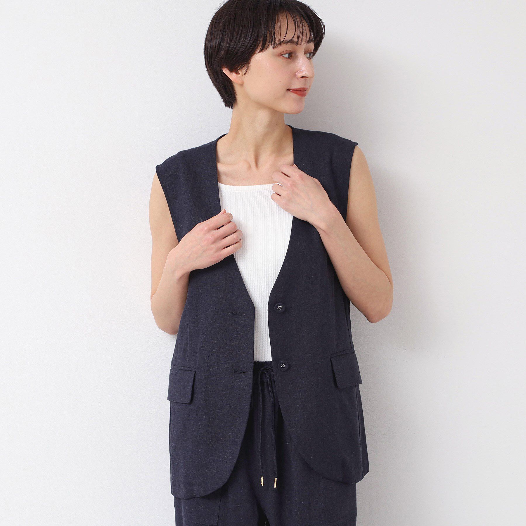 Dessin「【セットアップ可能・洗える】ボタン付きジレ」|ベスト・ジレ|