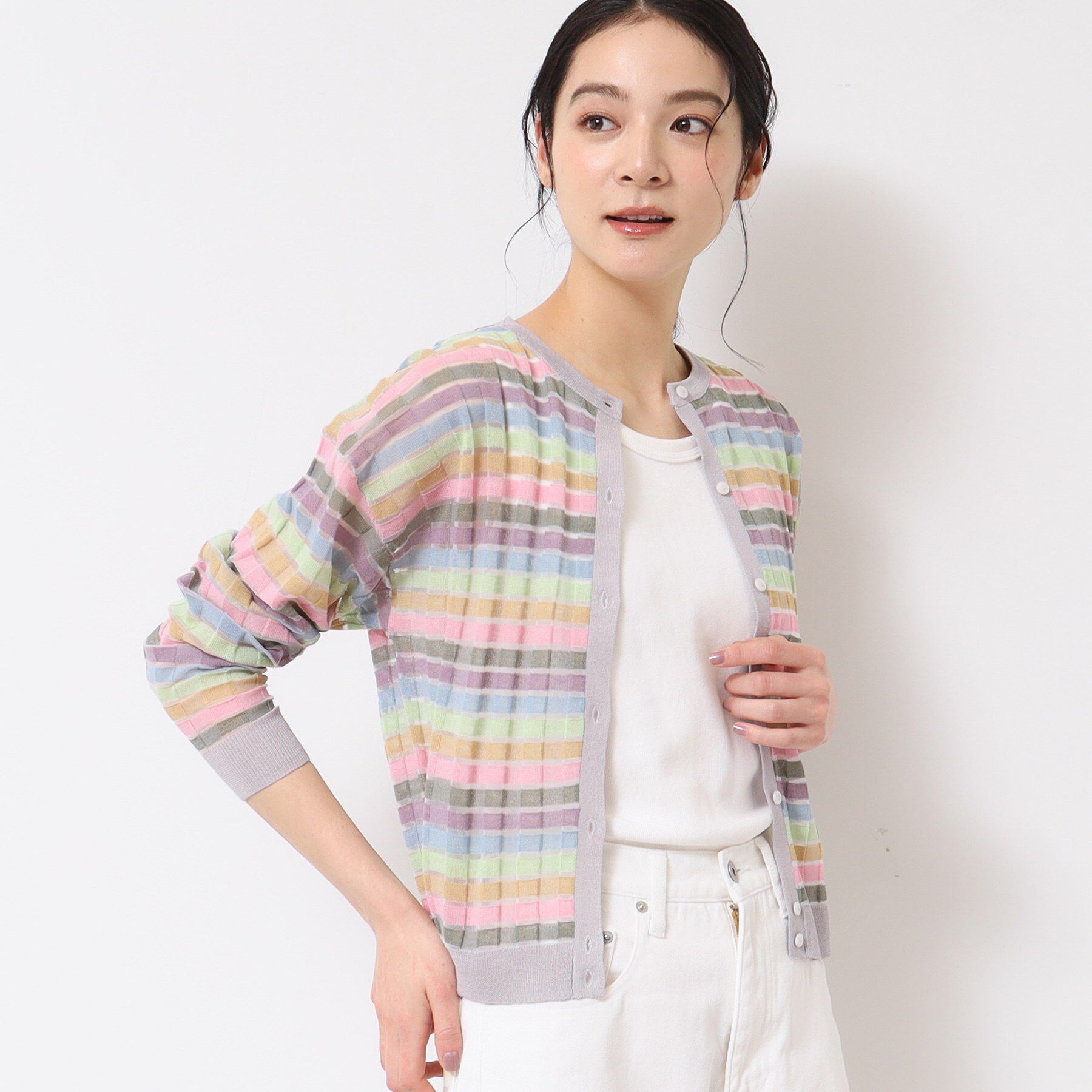 Dessin「【洗える】シアーボーダーカーディガン（S～L）」|カーディガン|