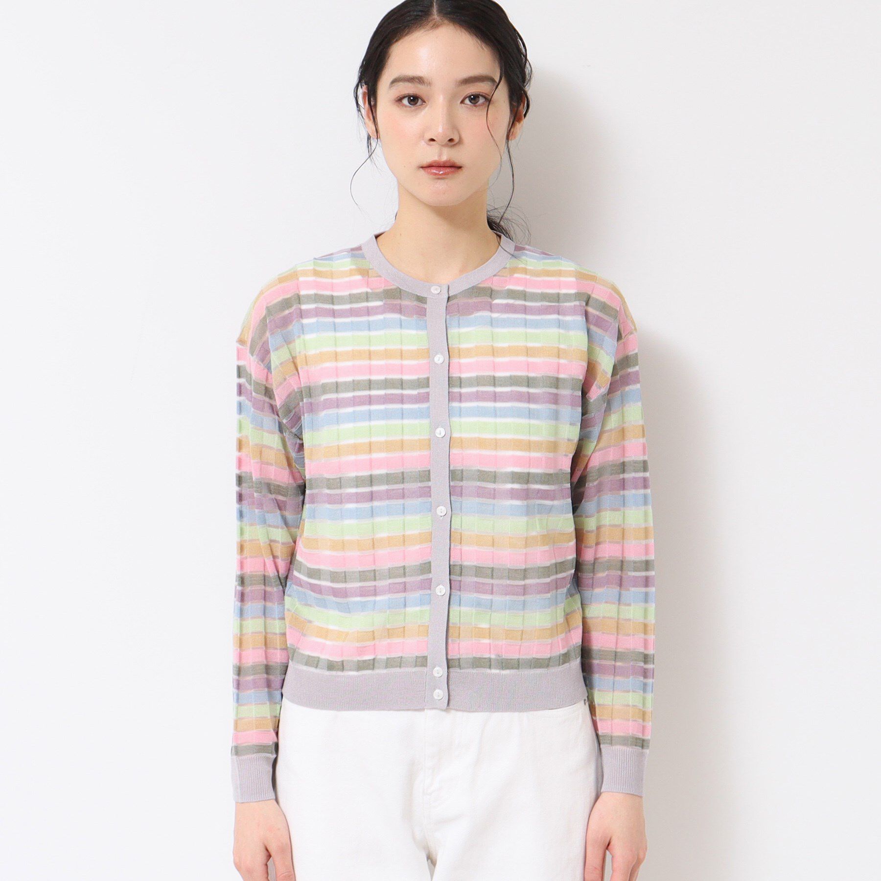 Dessin「【洗える】シアーボーダーカーディガン（S～L）」|カーディガン|