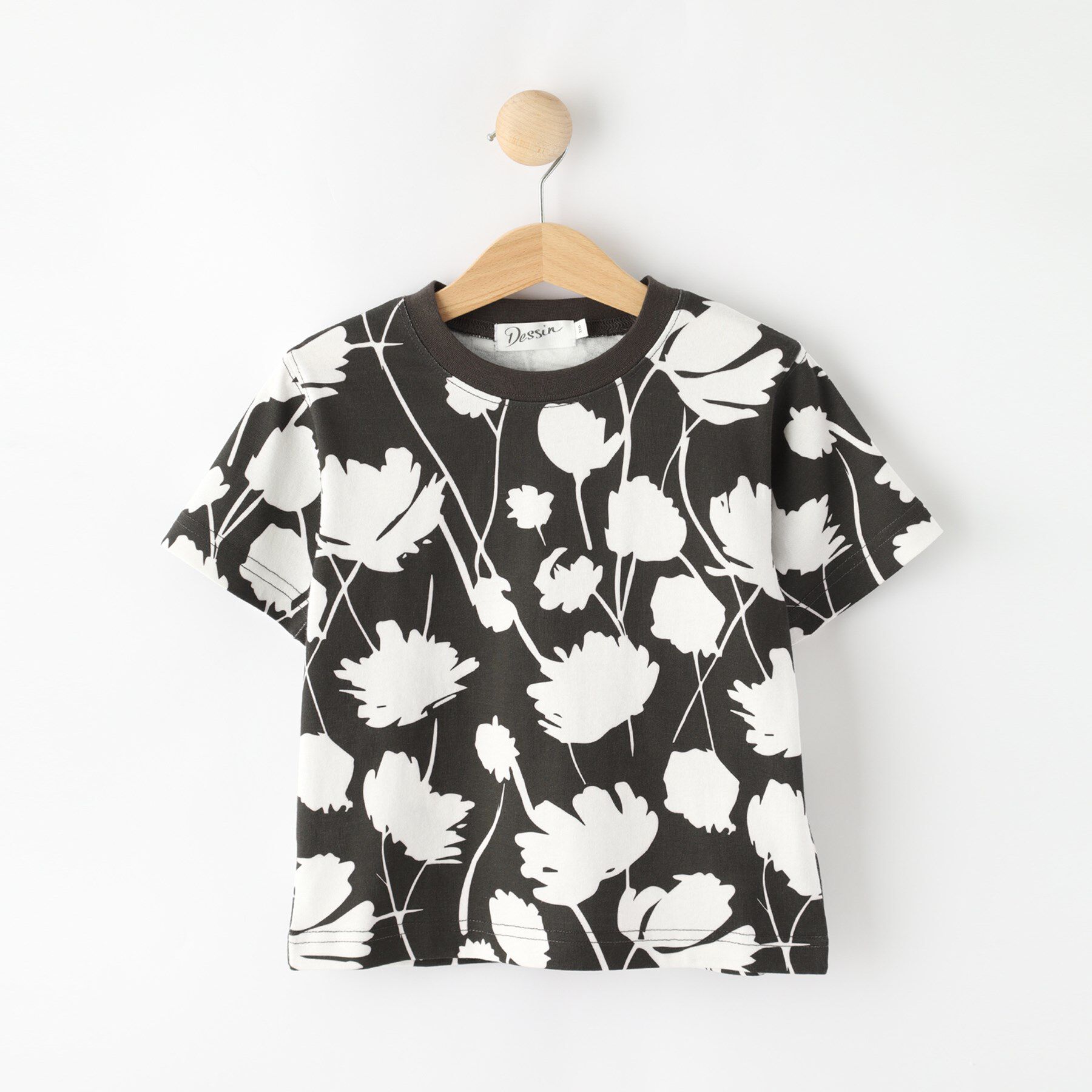 Dessin「【リンクコーデ】フラワープリントTシャツ」|Tシャツ・カットソー|ブラック(119)