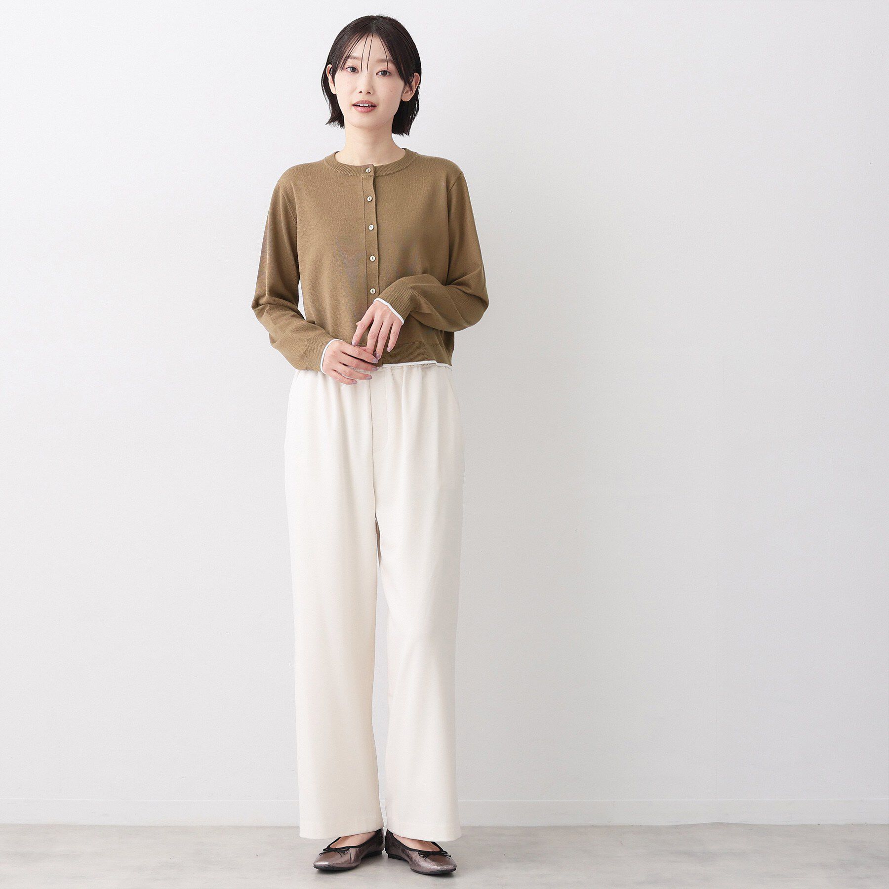 Dessin「【2点セット・洗える】ニットカーディガン&times;ノースリーブワンピース」|ワンピース|