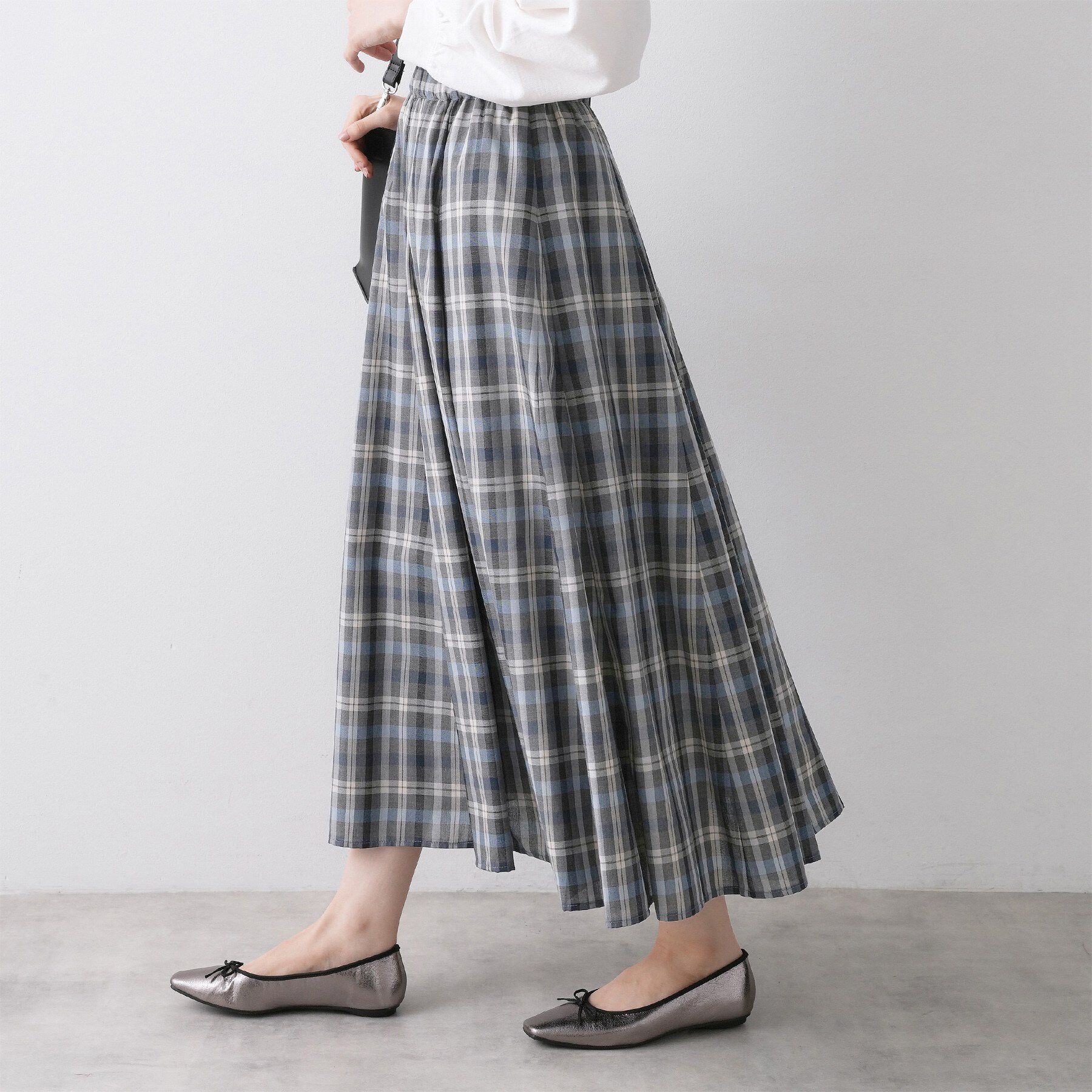 Dessin「【ウエストゴム/洗える】映えチェック柄スカート」|スカート|チャコールグレー(2