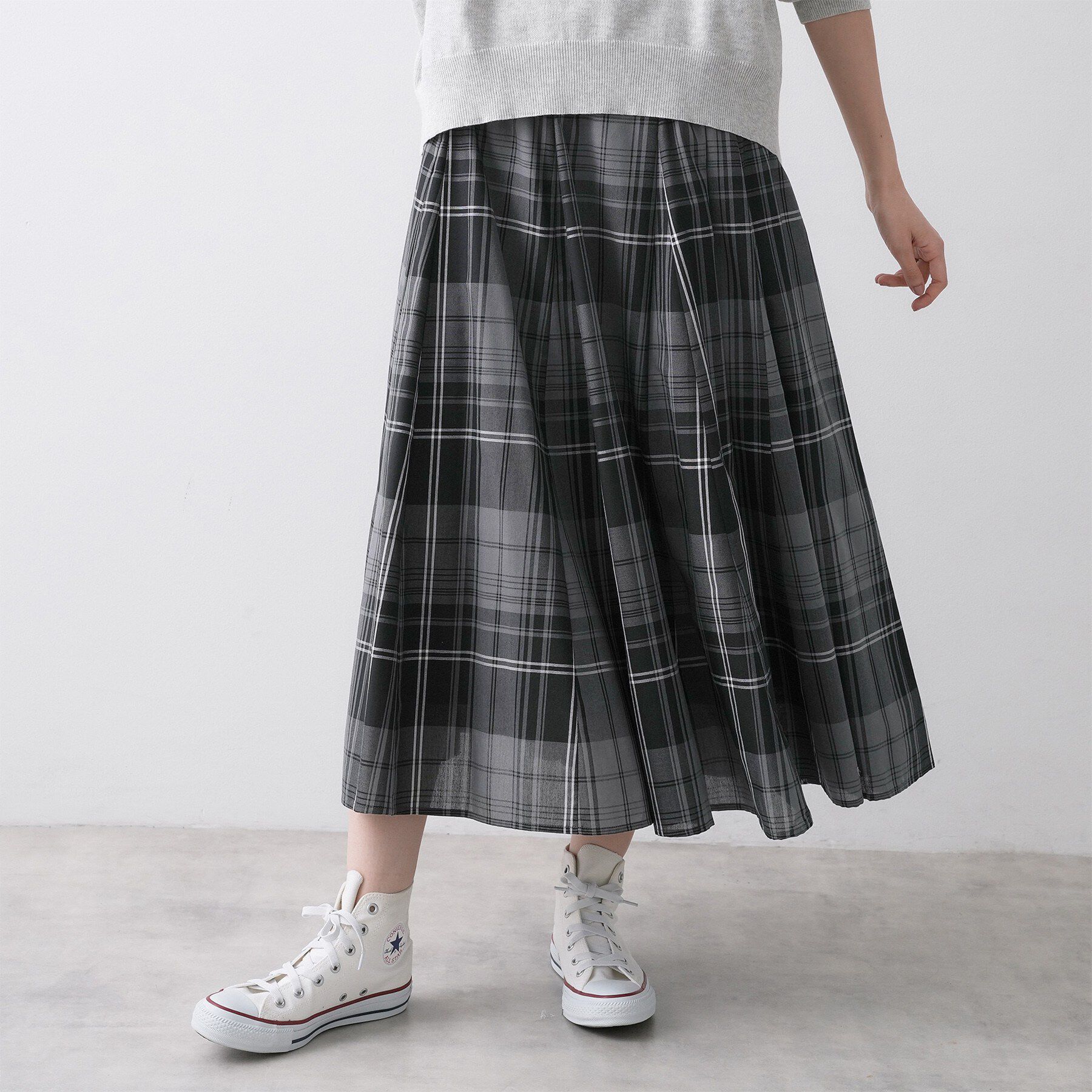 Dessin「【ウエストゴム/洗える】映えチェック柄スカート」|スカート|グリーン(224)