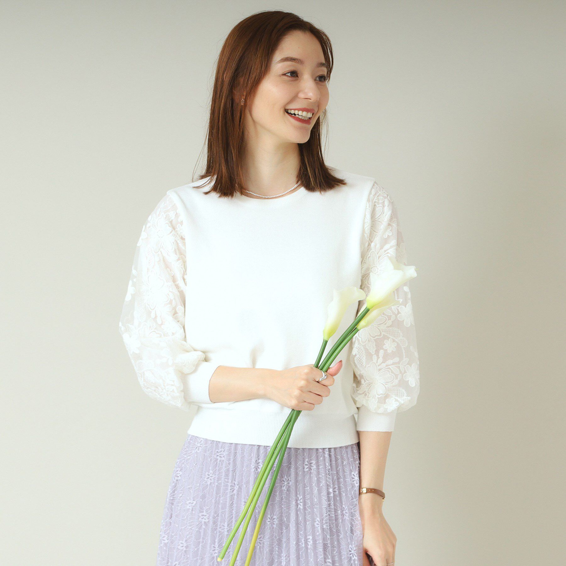 ITS&rsquo;DEMO「【通勤／手洗い可】袖レースニット」|ニット・セーター|