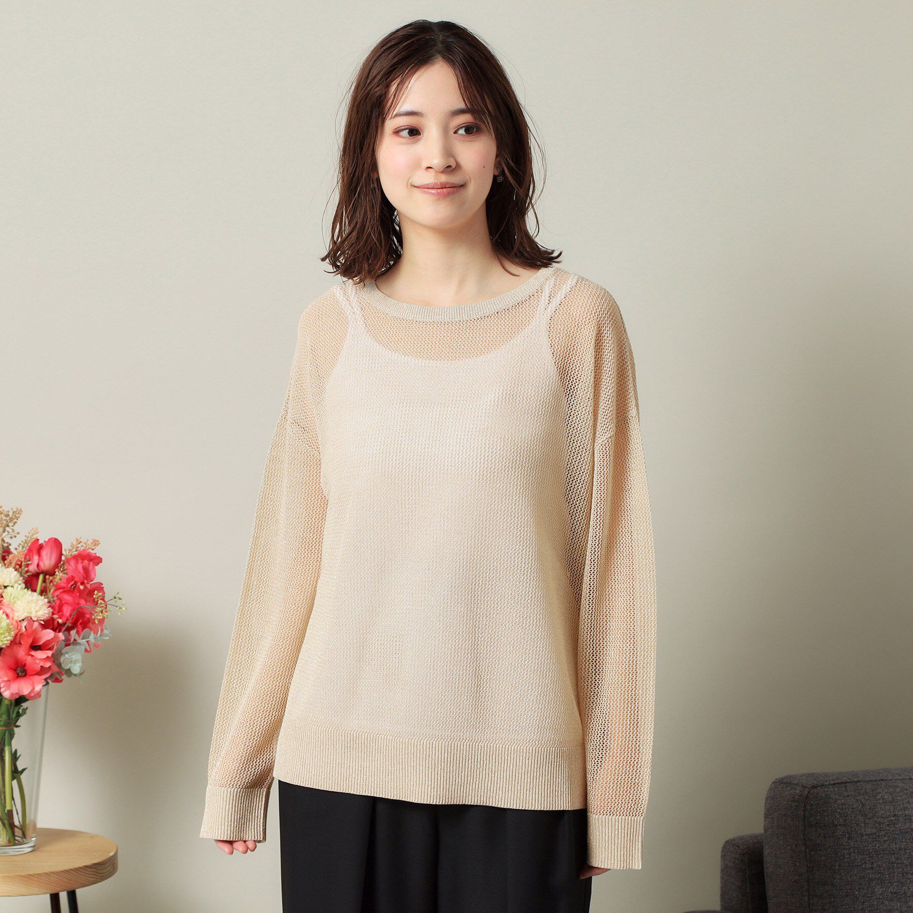 ITS&rsquo;DEMO「【手洗い可】ラメメッシュニット」|ニット・セーター|