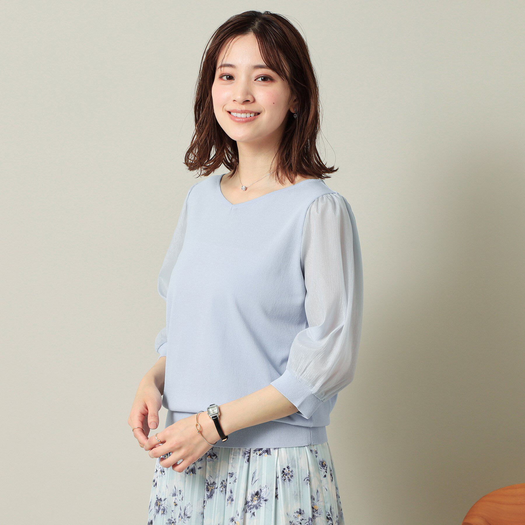 ITS&rsquo;DEMO「【UVケア／接触冷感／アンチピリング／洗濯機OK】袖シアーニット」|ニット・セーター|