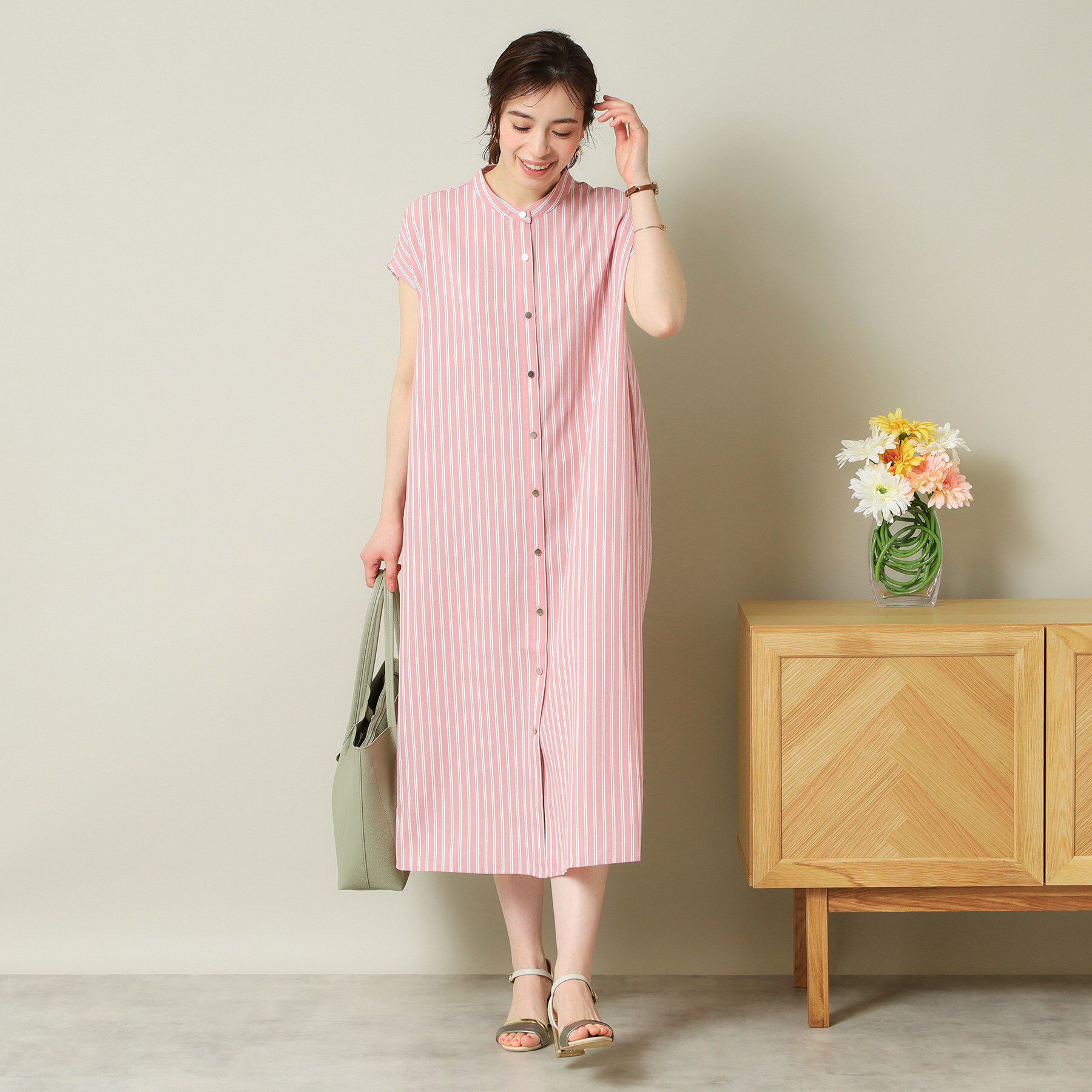 ITS&rsquo;DEMO「【UVケア／吸水速乾／洗濯機OK／冷感】麻調合繊前開きワンピース＜ラク服シリーズ＞」|ワンピース|