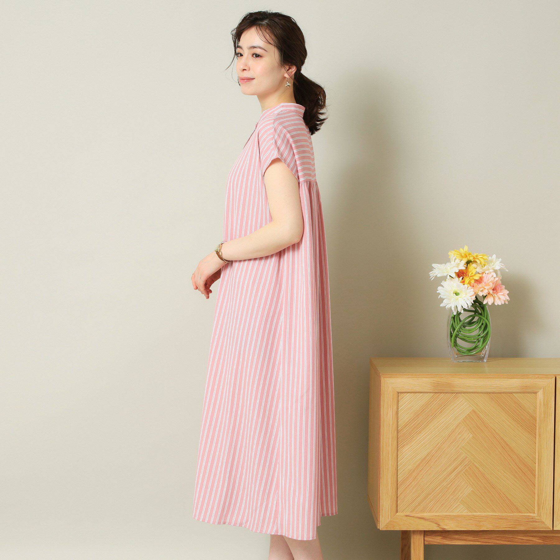 ITS&rsquo;DEMO「【UVケア／吸水速乾／洗濯機OK／冷感】麻調合繊前開きワンピース＜ラク服シリーズ＞」|ワンピース|