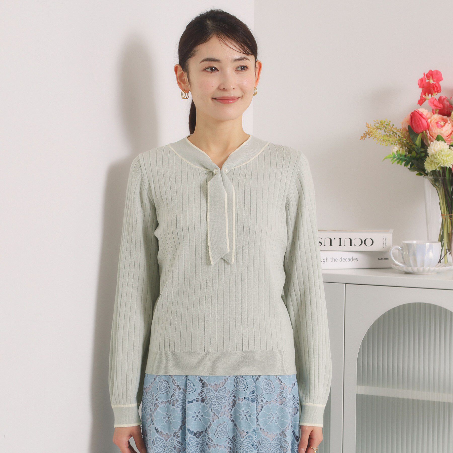 ITS&rsquo;DEMO「【手洗い可】配色ボウタイニット」|ニット・セーター|