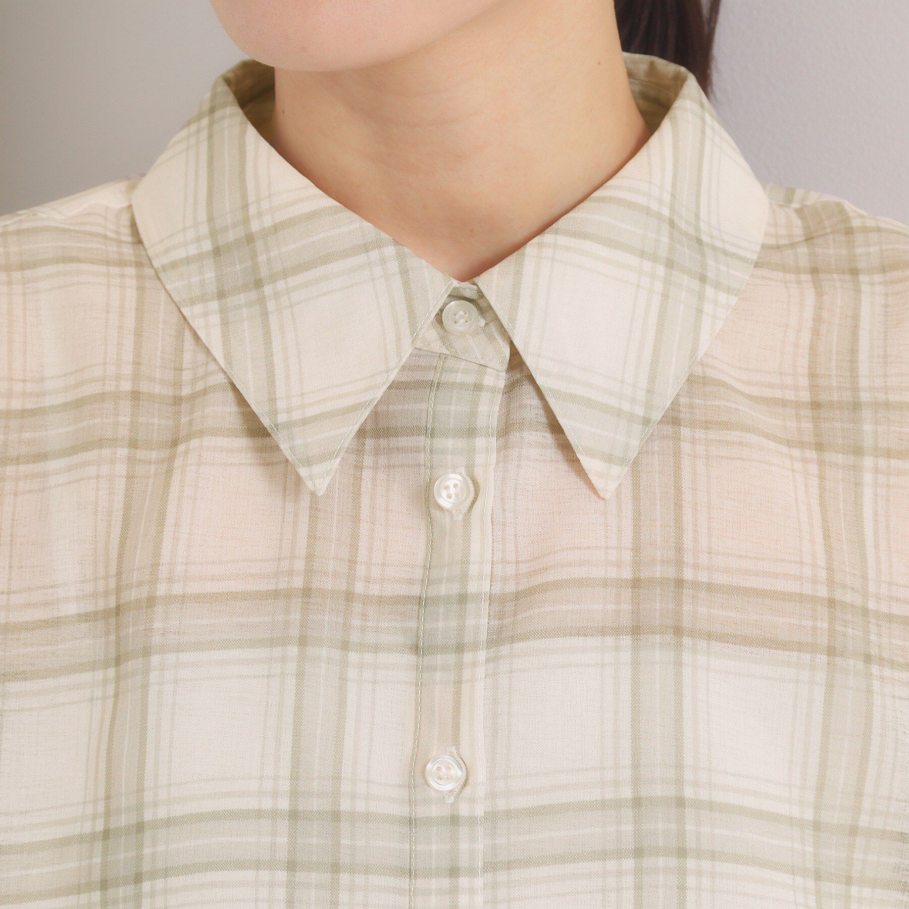 ITS&rsquo;DEMO「【セットアップ可／手洗い可】シアーチェックシャツ」|シャツ・ブラウス|