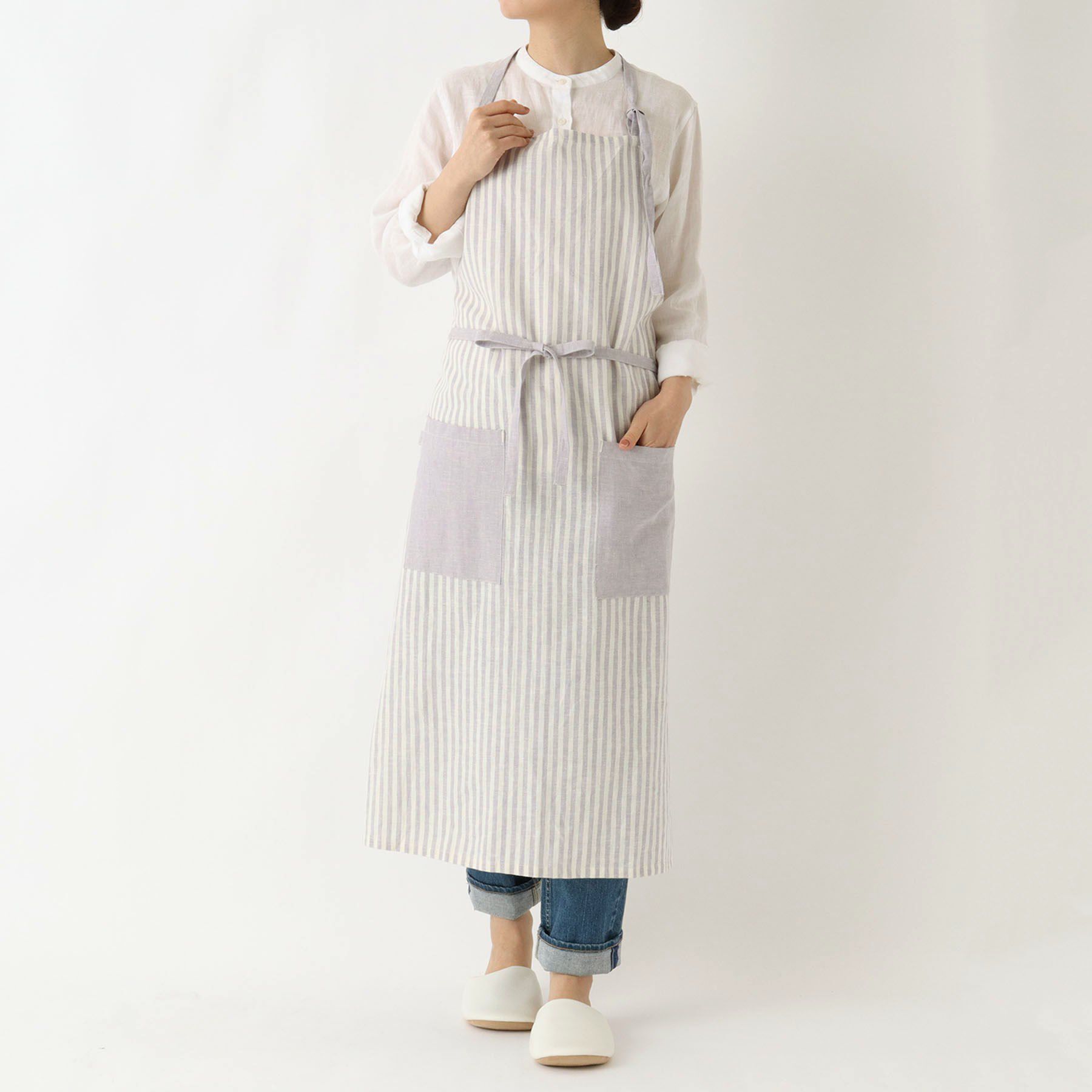 212 KITCHEN STORE「ブロックストライプ リネンコットン フルエプロン LPU ＜212Kオリジナル ＞」|食器・キッチングッズ|