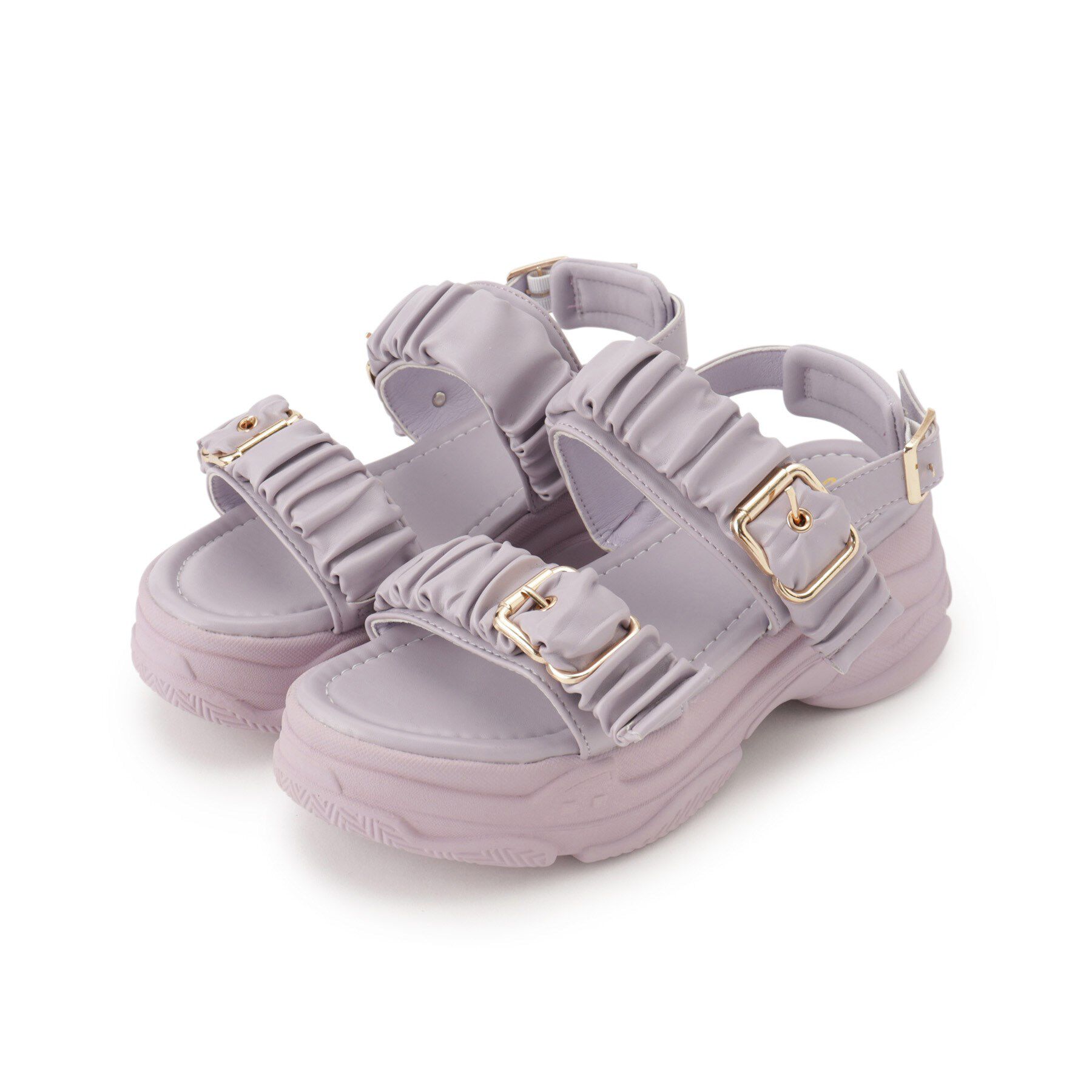 csT&P「厚底クシュクシュベルトスポサン」|サンダル|パープル(083)