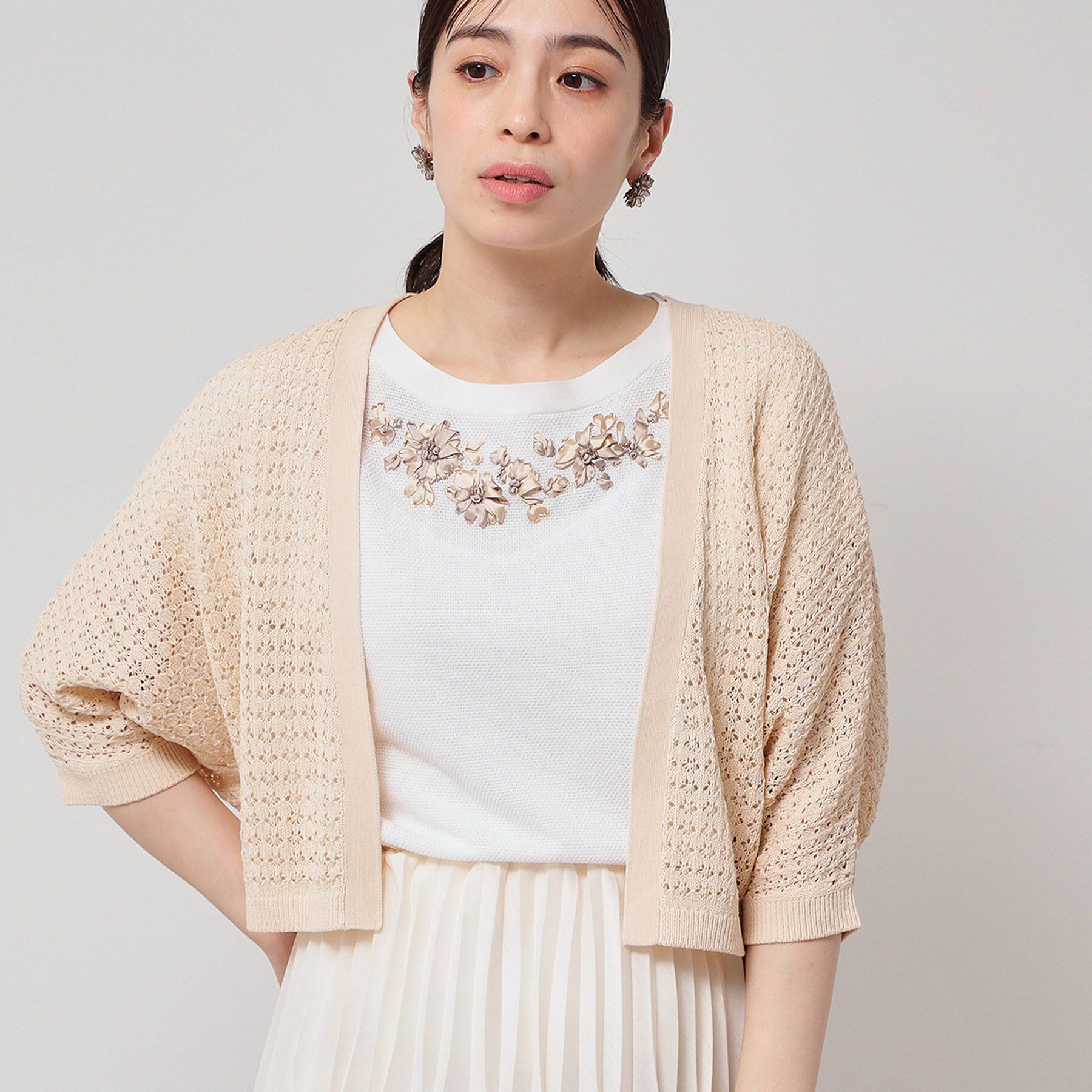 SunaUna「【SS～Lサイズ展開／透かし編み】ショート丈ボレロ」|カーディガン|
