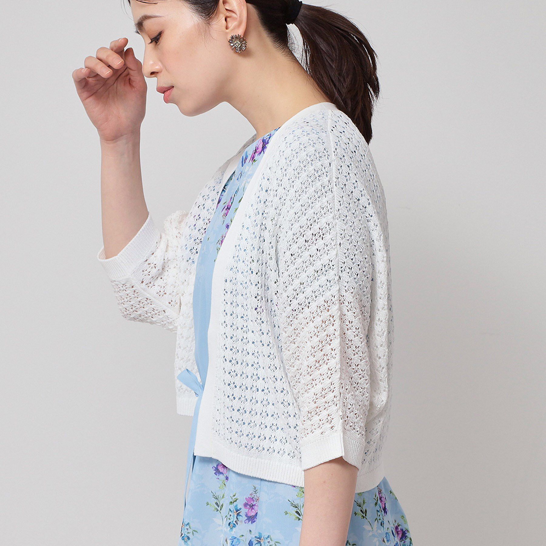 SunaUna「【SS～Lサイズ展開／透かし編み】ショート丈ボレロ」|カーディガン|