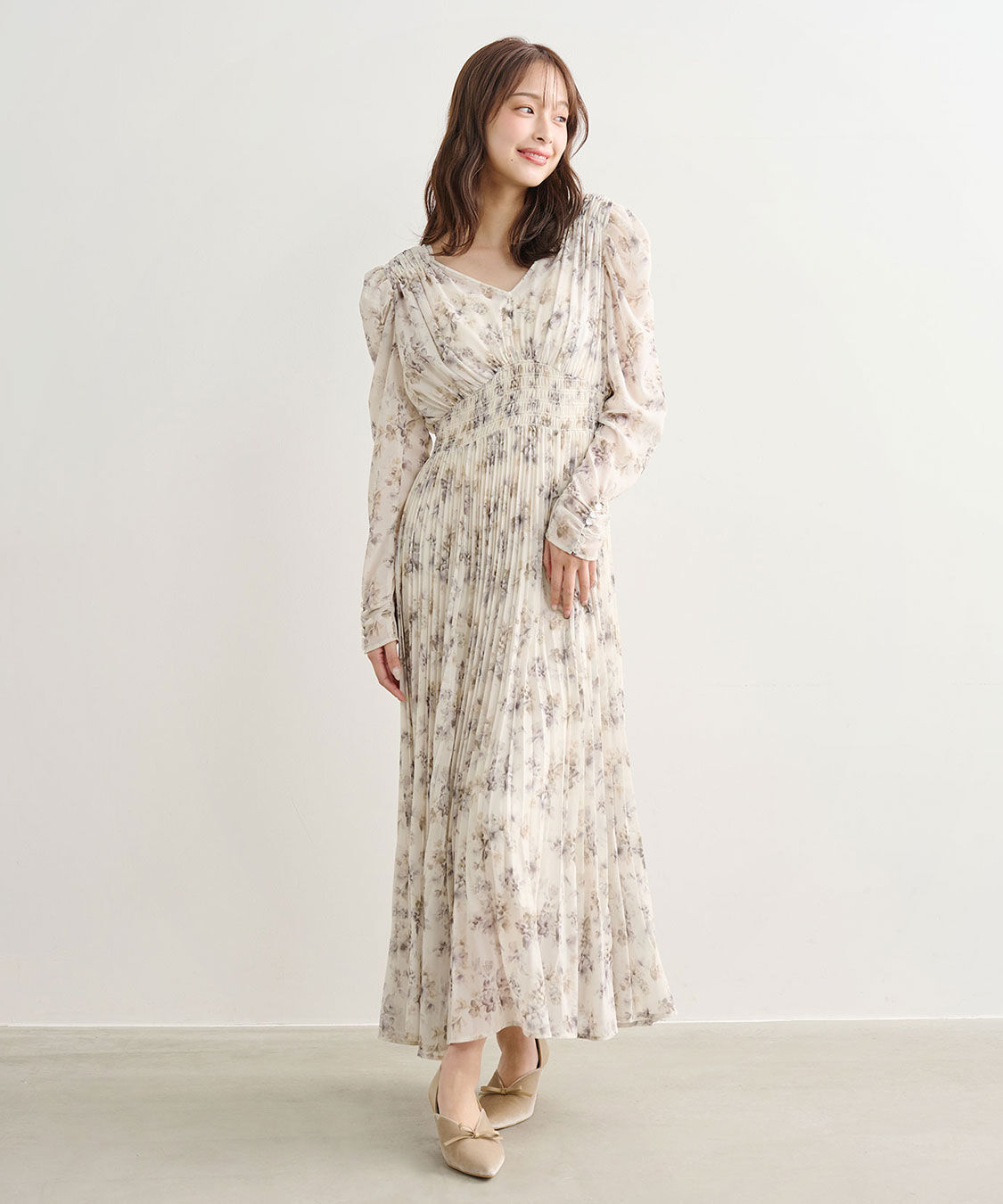 COCO DEAL「フラワープリントプリーツワンピース」|ワンピース|