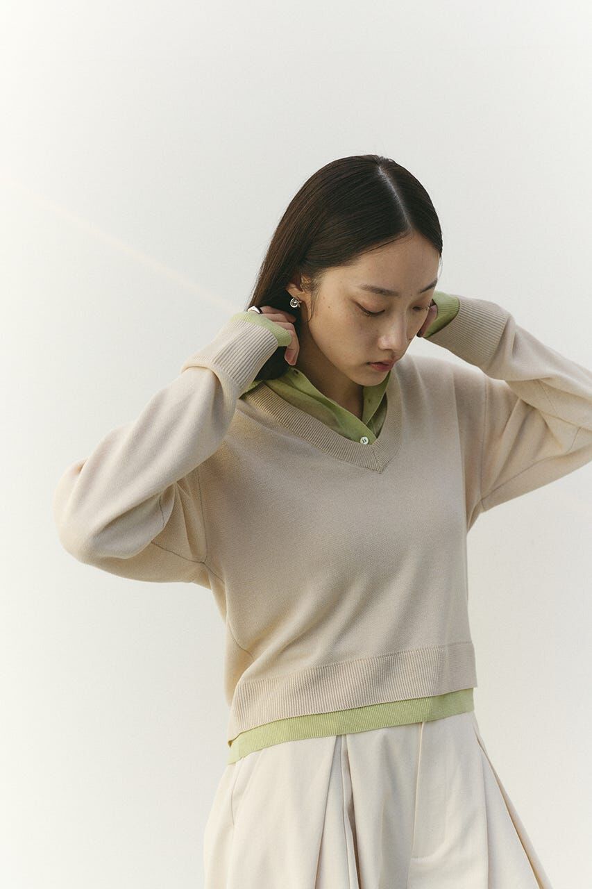 STYLEMIXER「レイヤードポロニットトップ」|ニット・セーター|