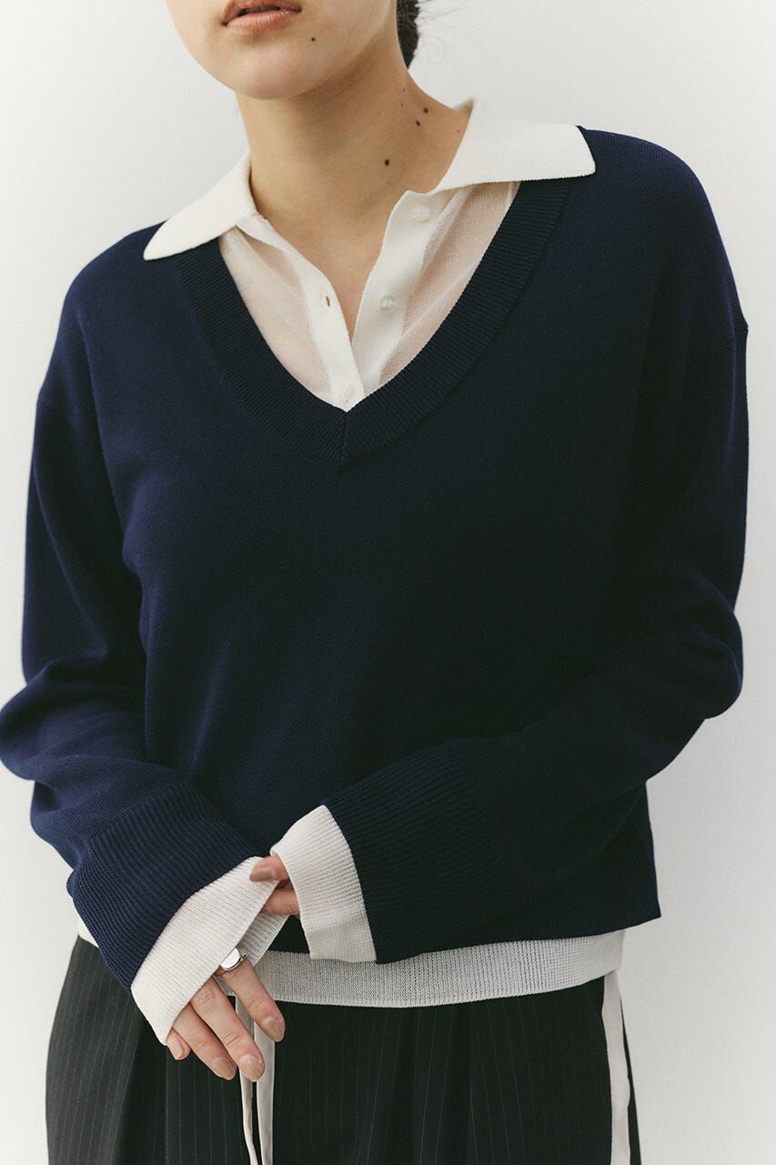 STYLEMIXER「レイヤードポロニットトップ」|ニット・セーター|