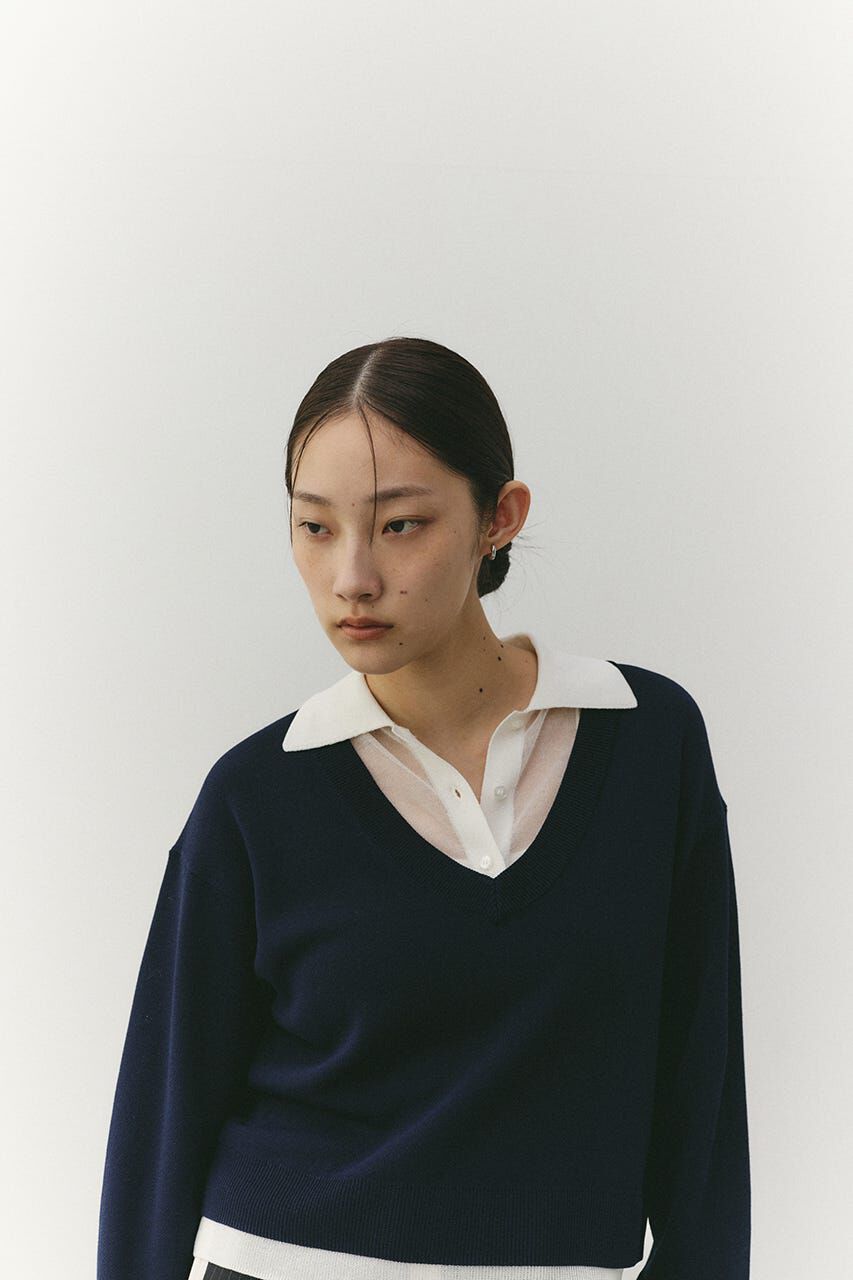 STYLEMIXER「レイヤードポロニットトップ」|ニット・セーター|