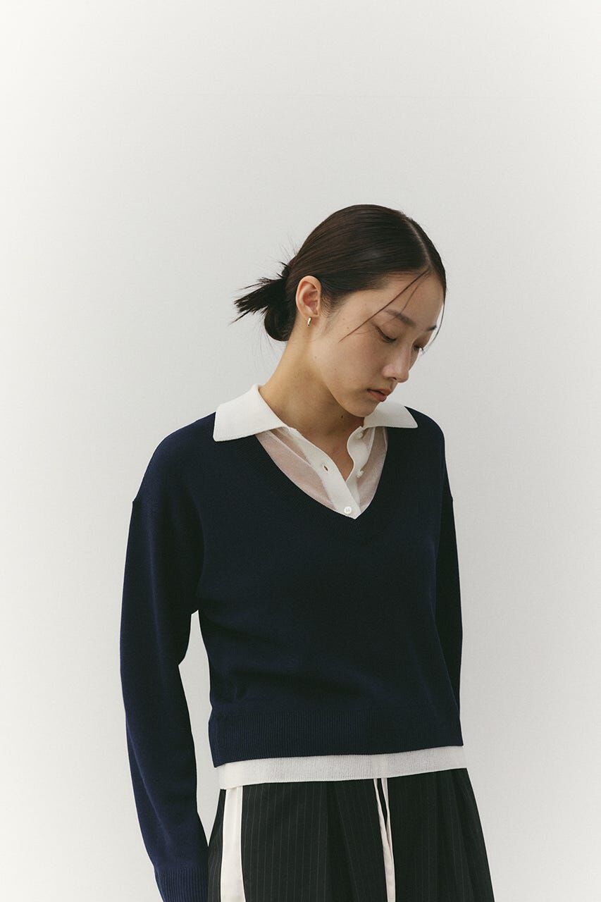 STYLEMIXER「レイヤードポロニットトップ」|ニット・セーター|