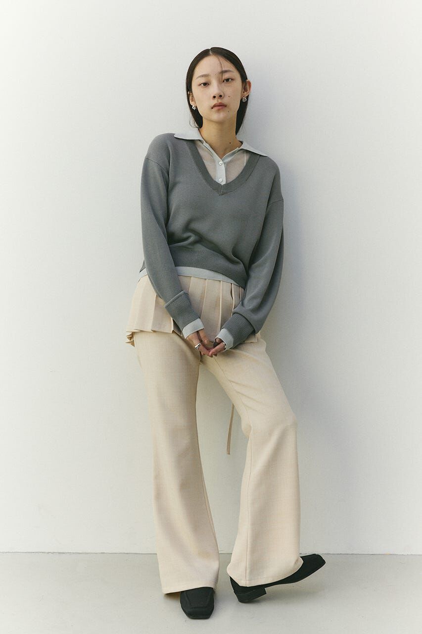 STYLEMIXER「レイヤードポロニットトップ」|ニット・セーター|GRY