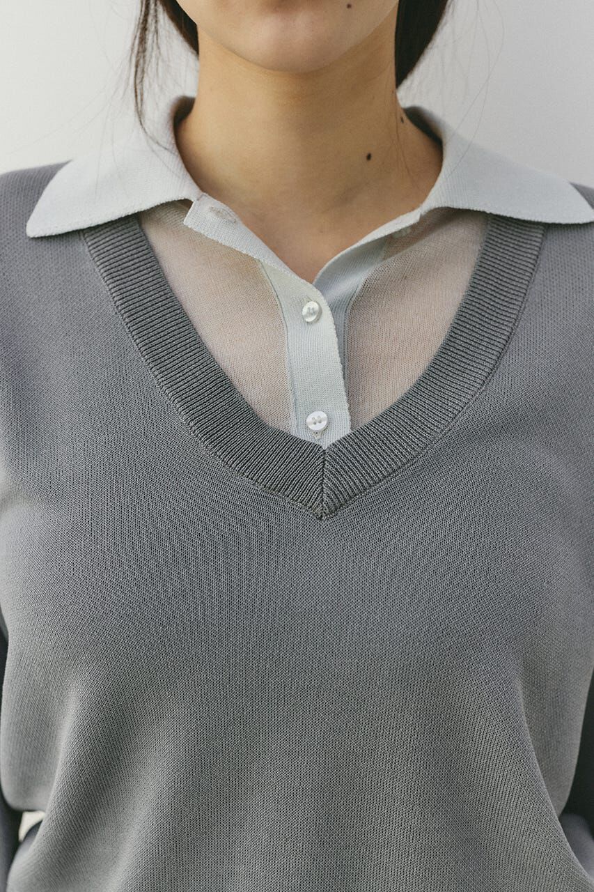 STYLEMIXER「レイヤードポロニットトップ」|ニット・セーター|