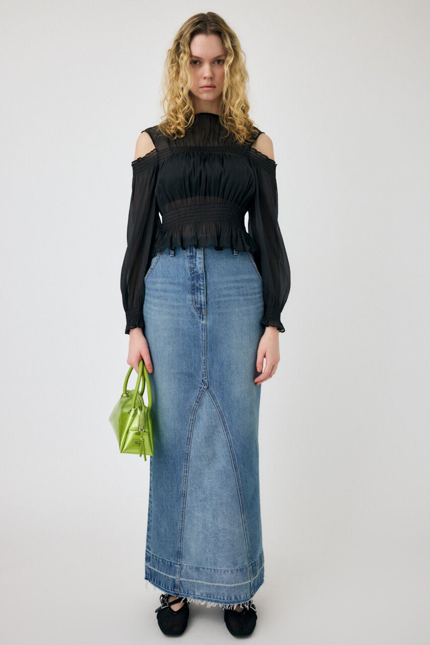 MOUSSY「SHEER GATHER ブラウス」|シャツ・ブラウス|