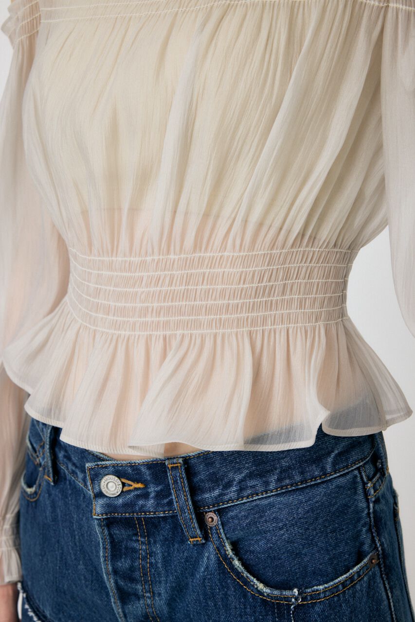 MOUSSY「SHEER GATHER ブラウス」|シャツ・ブラウス|