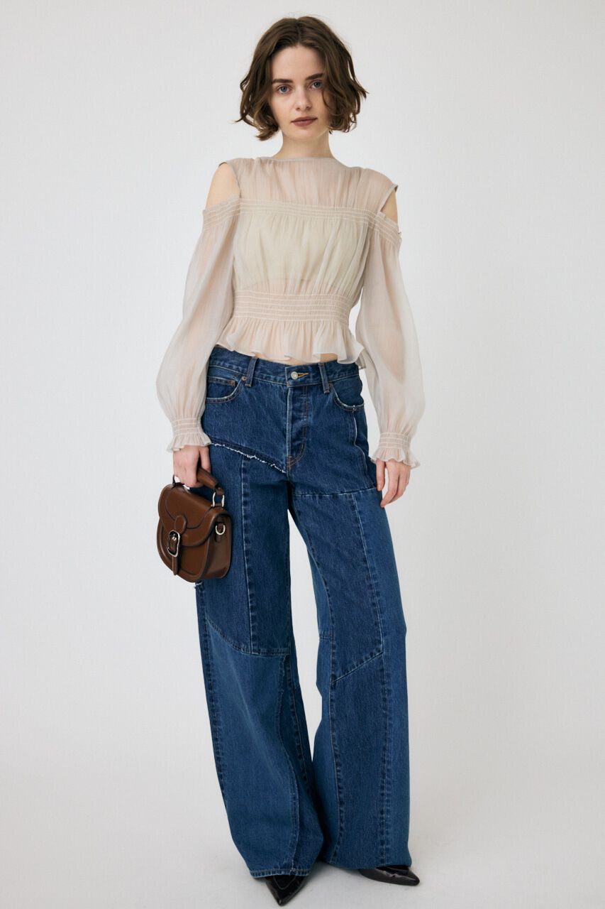 MOUSSY「SHEER GATHER ブラウス」|シャツ・ブラウス|