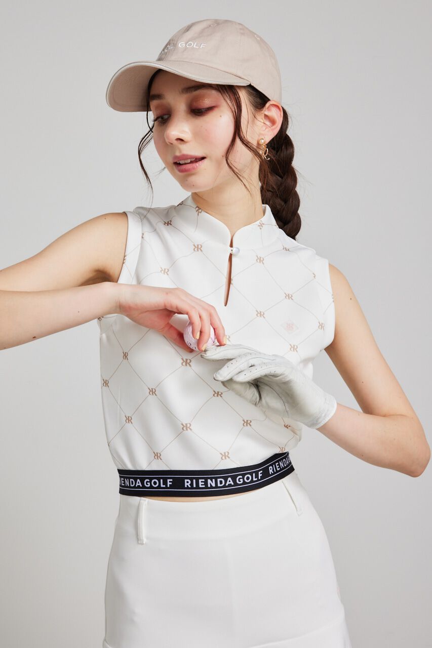 rienda「モックネックロゴノースリTOP」|タンクトップ|