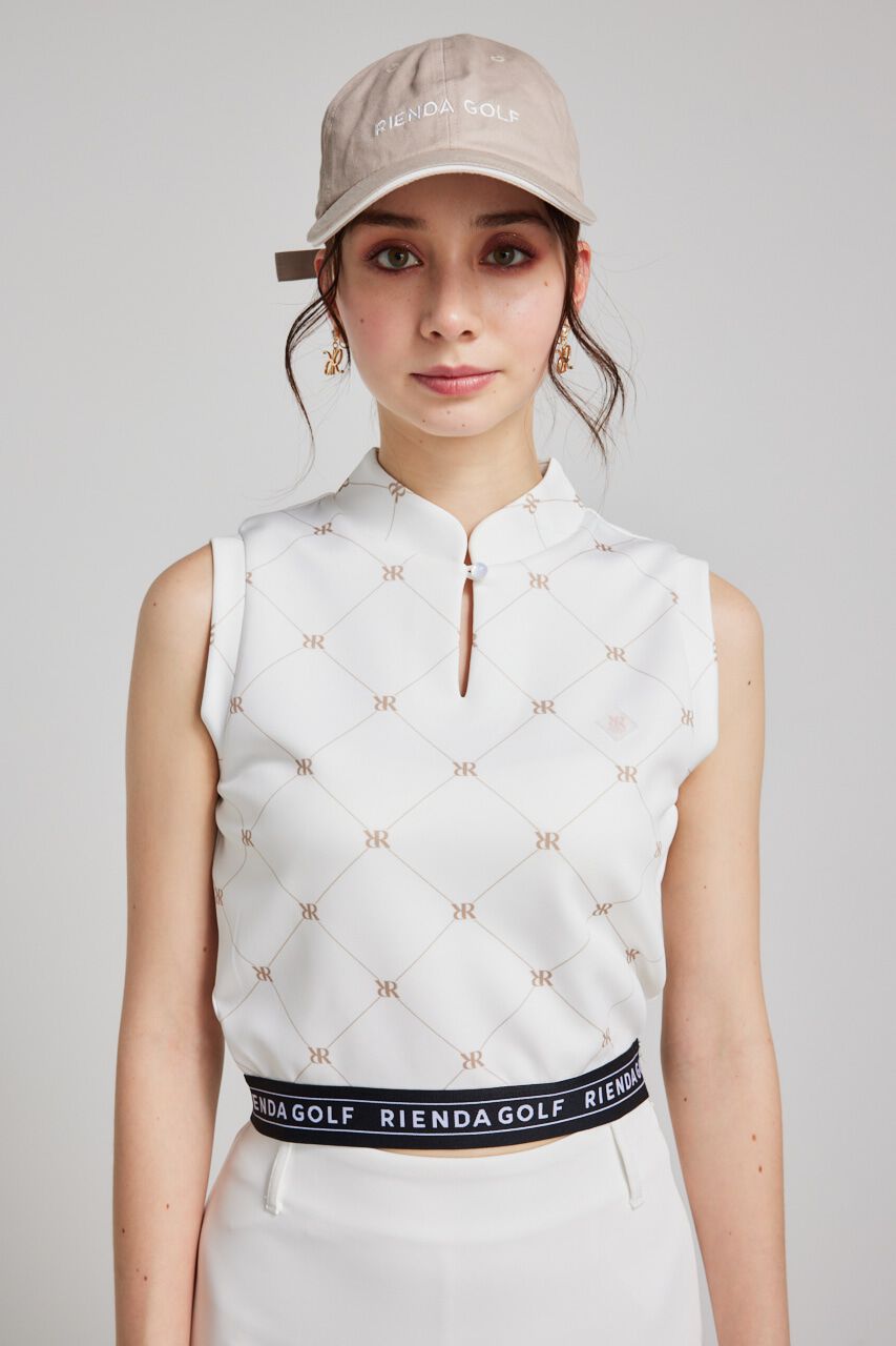 rienda「モックネックロゴノースリTOP」|タンクトップ|
