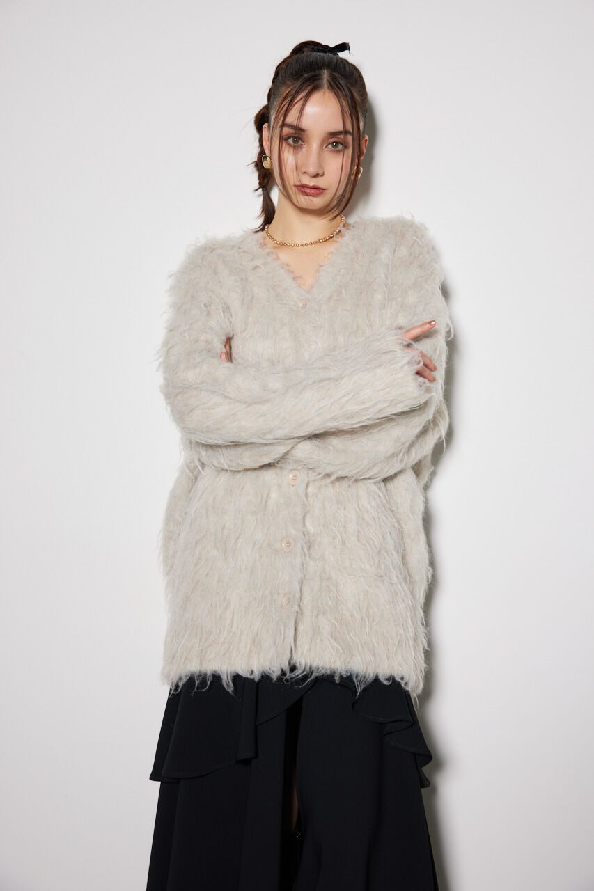 rienda「2WAYロングシャギールーズニットカーデ」|カーディガン|