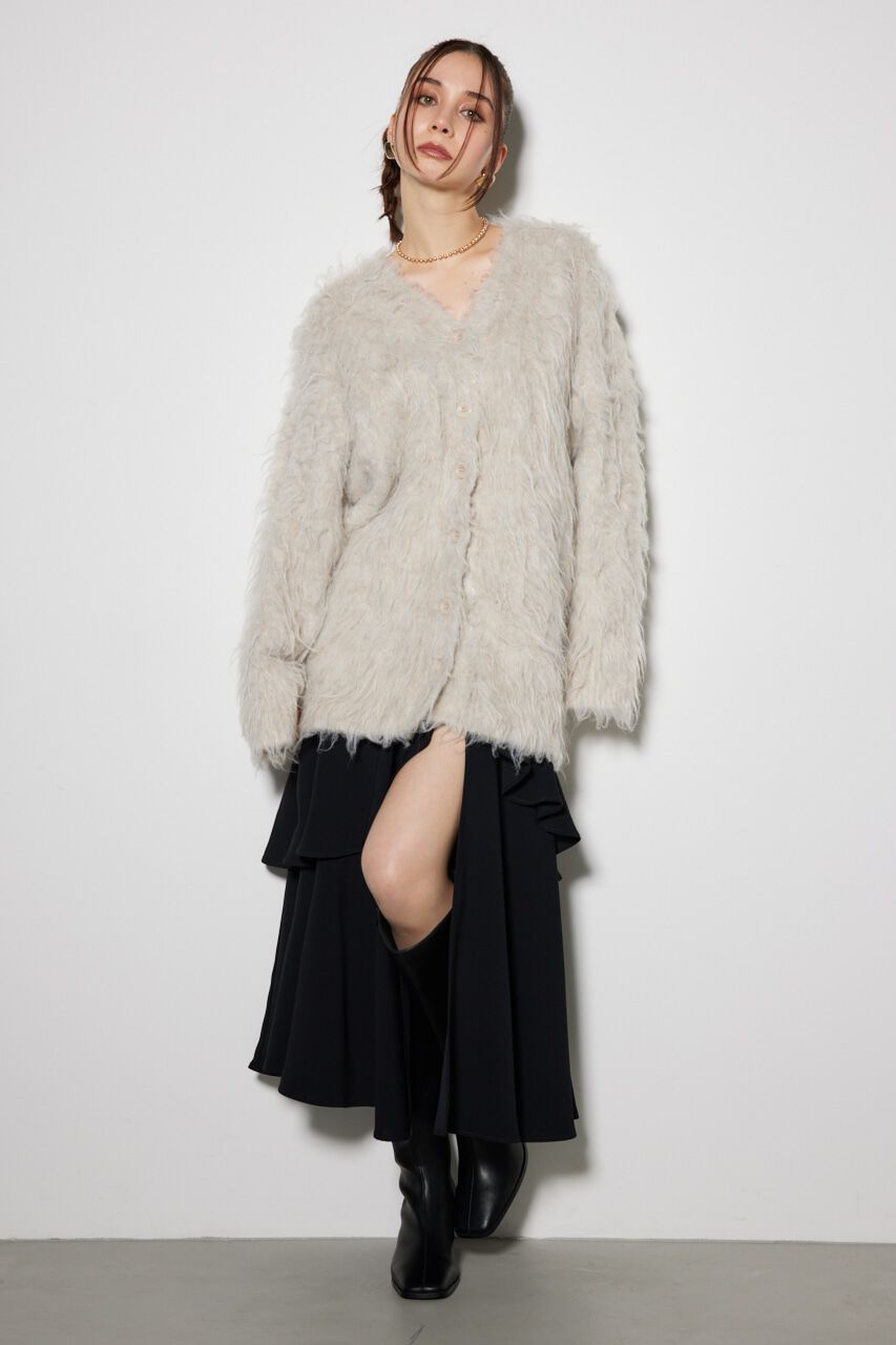 rienda「2WAYロングシャギールーズニットカーデ」|カーディガン|