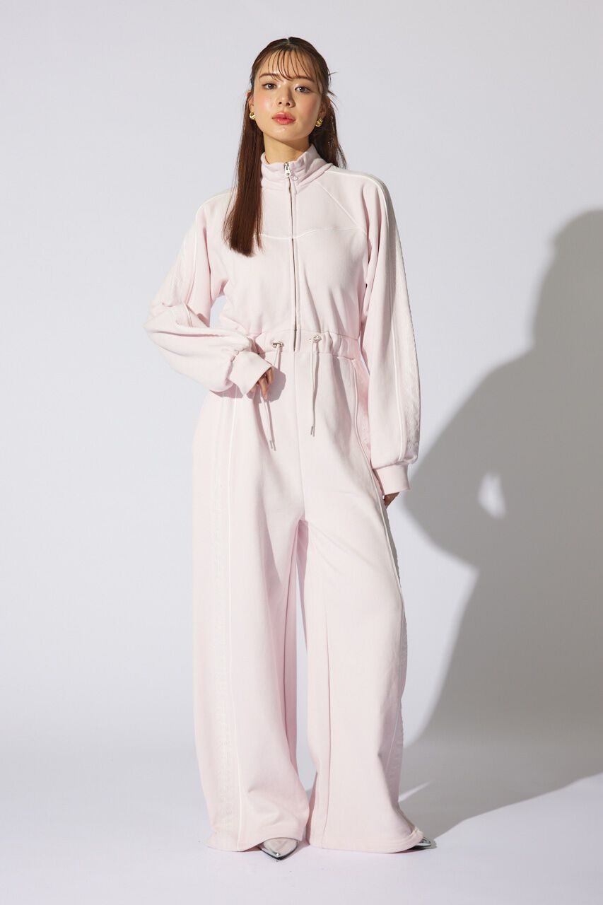 rienda「フロントZIPサイドラインロンパース」|ワンピース|L/PNK1