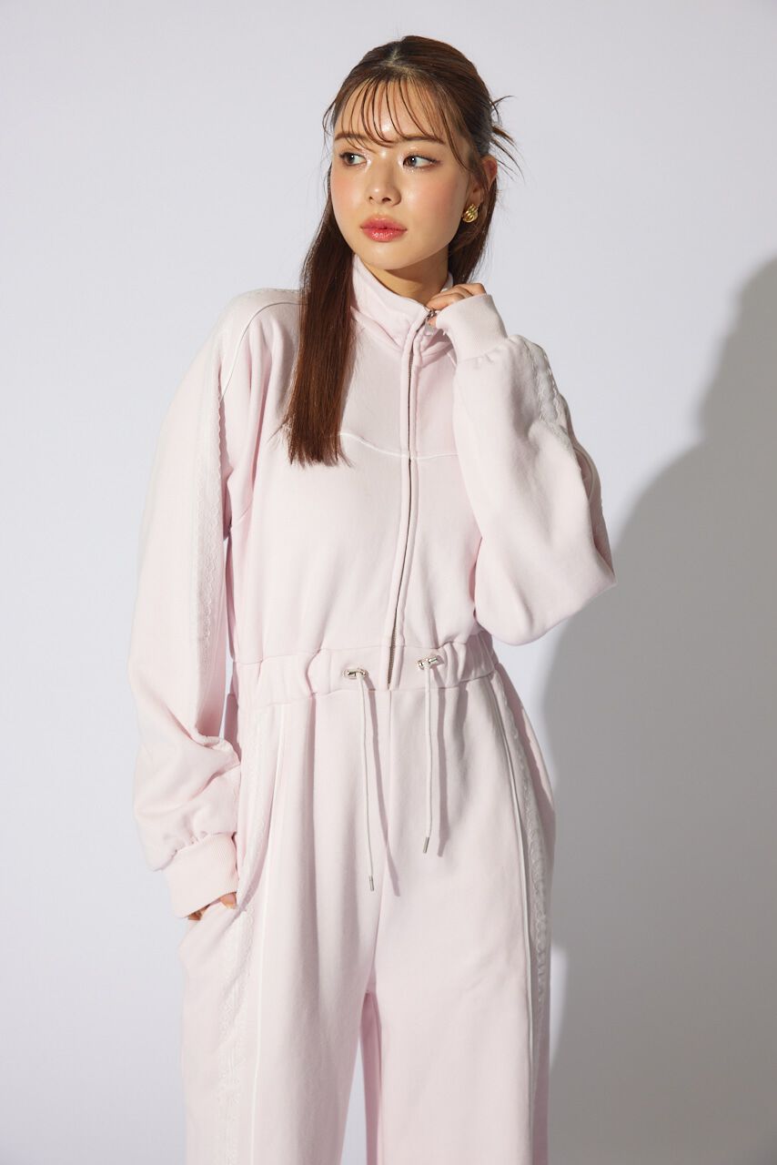 rienda「フロントZIPサイドラインロンパース」|ワンピース|