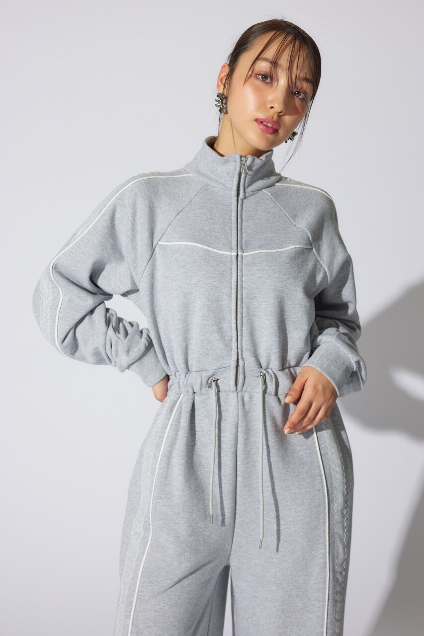 rienda「フロントZIPサイドラインロンパース」|ワンピース|