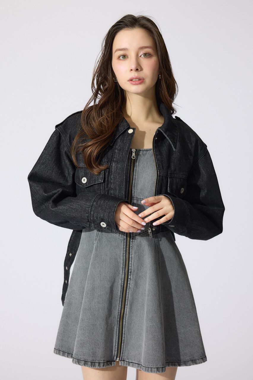 rienda「ベルト付きデニムジャケット」|デニムジャケット|