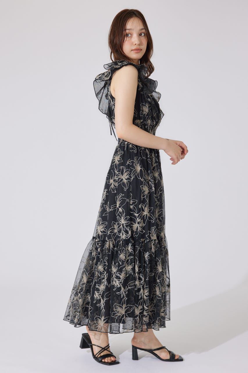 rienda「エンブロイダリーチュールフレアスリーブワンピース」|ワンピース|