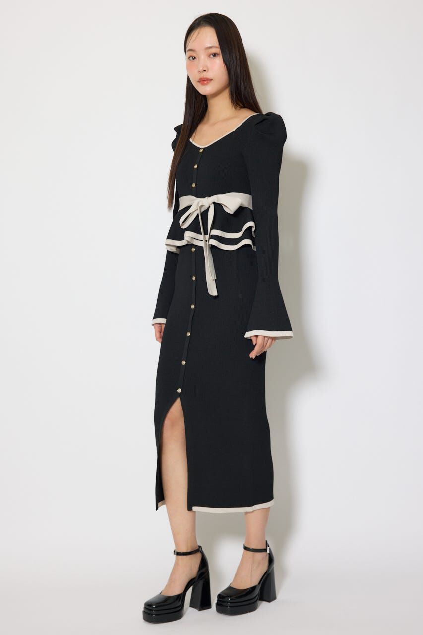 rienda「配色ペプラムタイトニットワンピース」|ワンピース|
