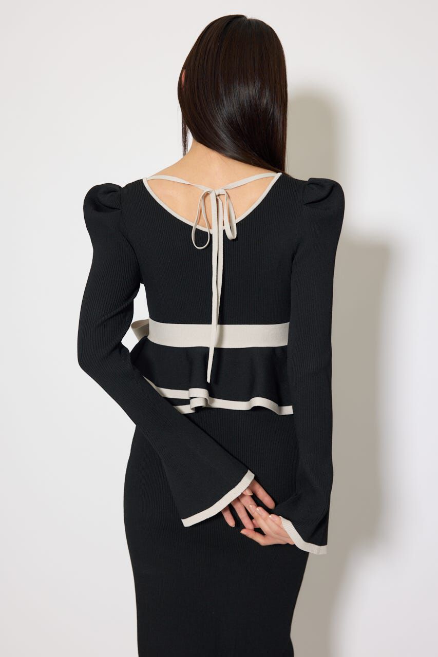 rienda「配色ペプラムタイトニットワンピース」|ワンピース|