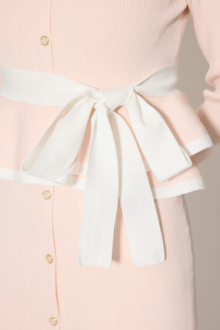 rienda「配色ペプラムタイトニットワンピース」|ワンピース|