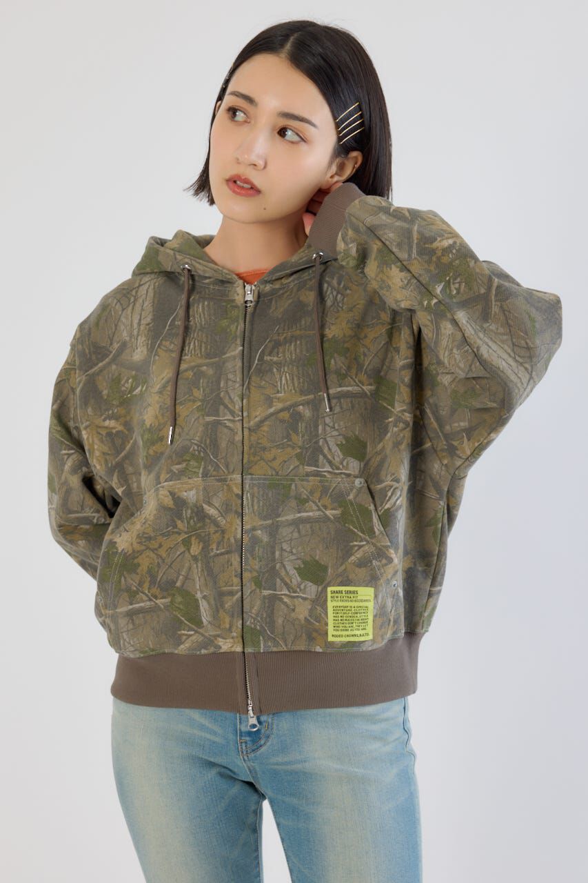 RODEO CROWNS「SHARE PATTERN W ジップパーカー」|パーカー|柄BEG5