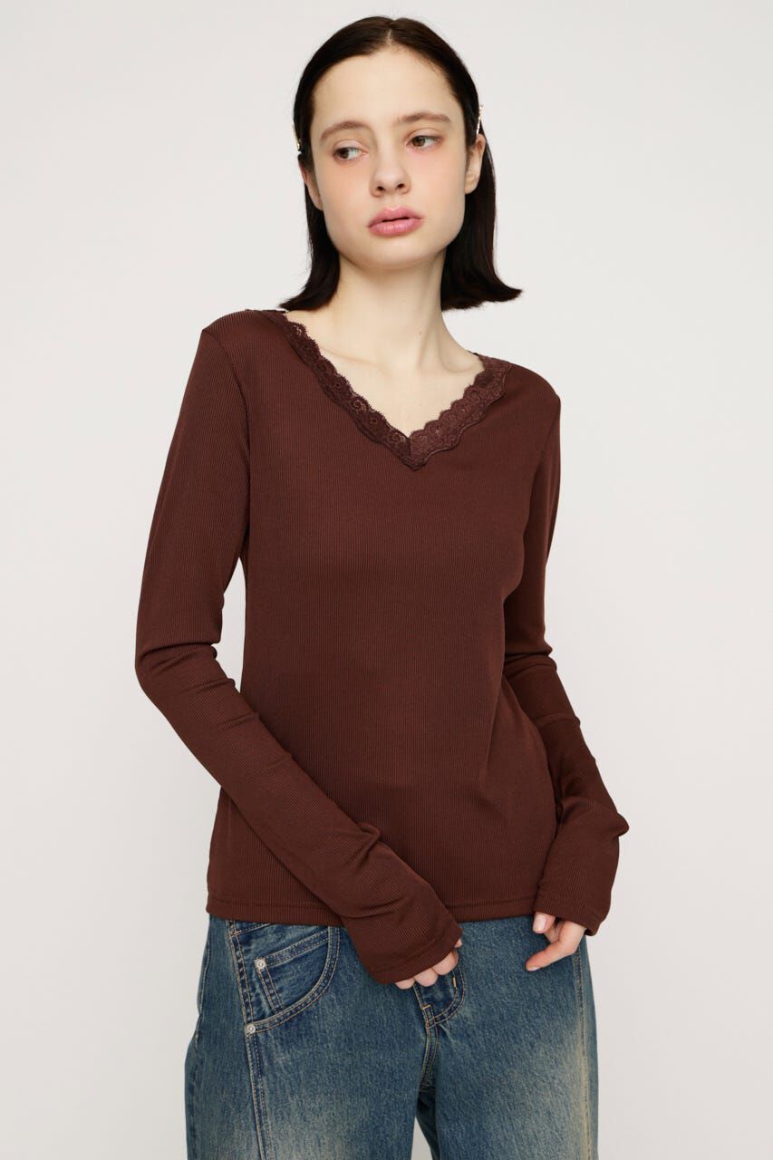 SLY「LACE DOCKING CUT トップス」|Tシャツ・カットソー|BRN