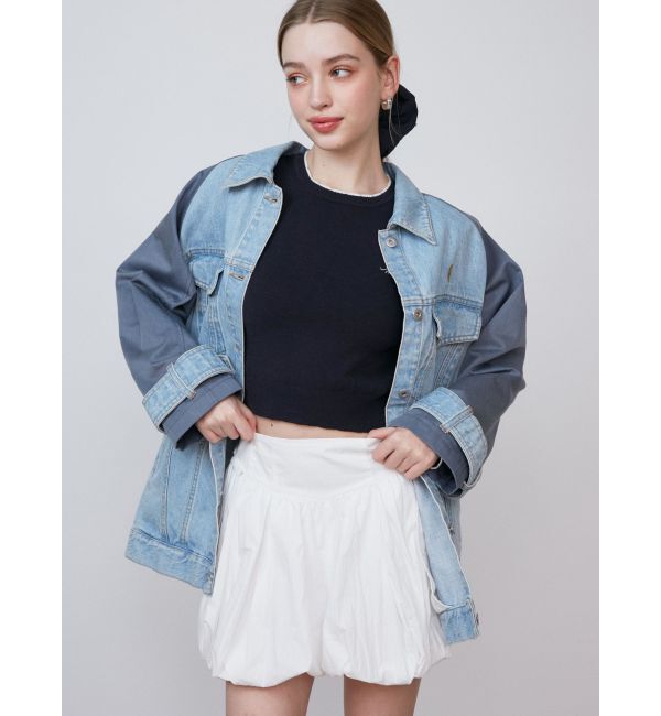 CALNAMUR「DOKING OVER DENIM BLOUSON/ドッキングオーバーデニムブルゾン」|ブルゾン・スタジャン|