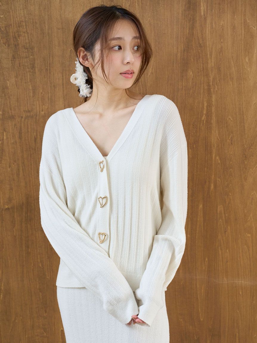 SNIDEL HOME「【Creamy】ハートボタンカーディガン」|ルームウェア|OWHT