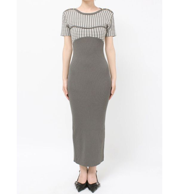 RESEXXY「ハウンドトゥースバイカラーニットワンピース」|ワンピース|