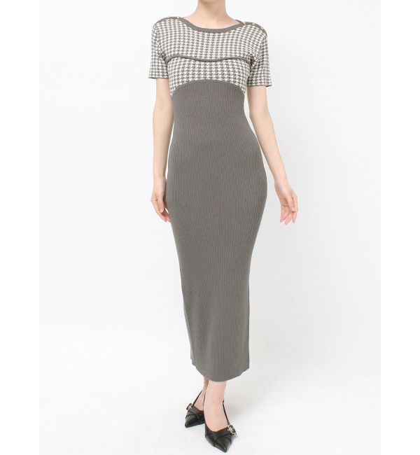 RESEXXY「ハウンドトゥースバイカラーニットワンピース」|ワンピース|