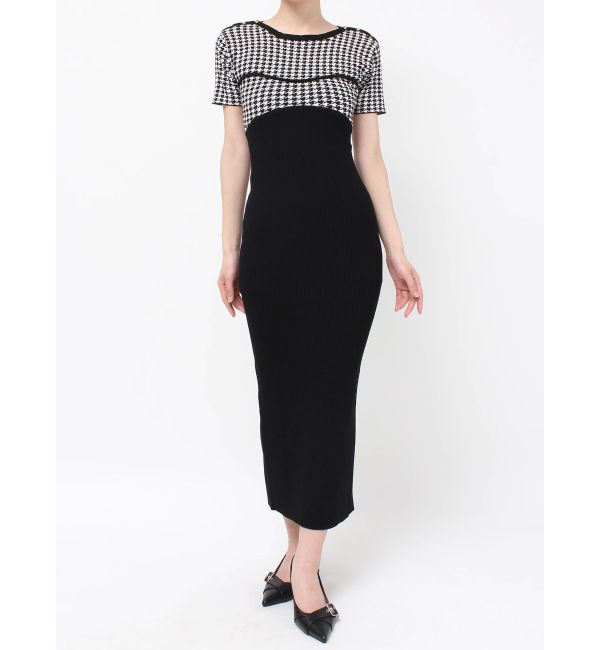 RESEXXY「ハウンドトゥースバイカラーニットワンピース」|ワンピース|