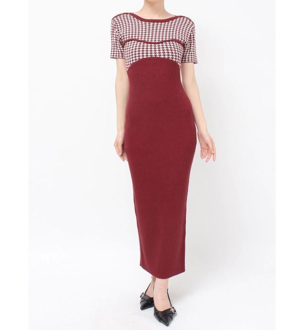 RESEXXY「ハウンドトゥースバイカラーニットワンピース」|ワンピース|